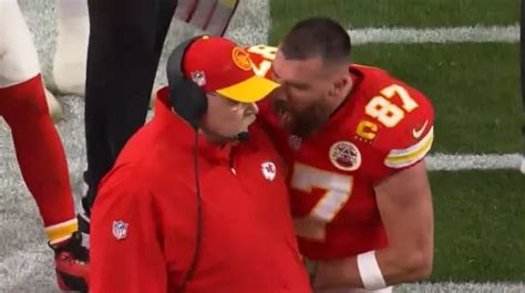 travis kelce in coach's face